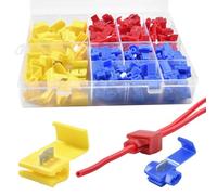 LEONTOOL Solderless Quick Splice Snap Wire Connectors Lock Snap Electric Wire Splicer Connectors Insulated Cable Joiner for Wiring (22-18AWG Red 60PCS, 18-14AWG Blue 60PCS, 12-10AWG Yellow 30PCS)