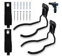 LEONTOOL String Trimmer Hanger Bracket, 4 Pack Garden Power Tool Hanger with Strap, Heavy Duty Weed Eater Rack Wall Mounted Garage Hooks Garage Storage Hooks for Leaf Blower, Weed Wacker, and More