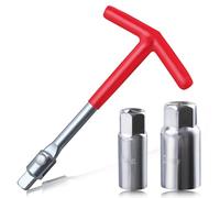 LEONTOOL Universal Joint Spark Plug Socket Wrench T-Handle Spark Plug Remover Tool for Lawnmower Car Motorcycles, 16mm 5/8 Inch and 21mm 13/16 Inch Socket Set