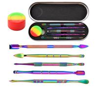 LEONTOOL Wax Carving Tool Set 6 Pcs Double-Headed Sculpting Clay Tools with 5 ml Silicone Container and Portable Metal Case, Stainless Steel Wax Sculpting Tool Spoon for Wood, Clay, Pottery