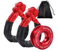 LEONTOOL Winch Recovery Ring Kit, Includes 2PCS Red 21.7inch Soft Shackle and Snatch Ring, Winch Accessory for Synthetic Winchs Rope for ATV UTV SUV Truck Off-Road Vehicle Recovery
