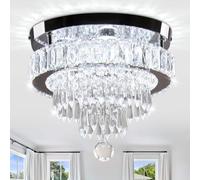 LEONTYNE 11.8 inch Crystal Chandeliers Modern Crystal Ceiling Light LED Chandeliers Semi Flush Mount Chandelier Light for Bedrooms Dining Living Room Hallway (6500K Cool White Light)