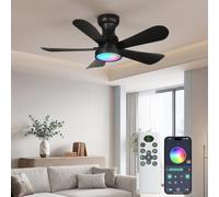 LEONTYNE 36 Inch RGB Ceiling FA with Lights and Remote & App for Bedroom