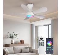 LEONTYNE 36 Inch Smart RGB Ceiling Fan with Lights, Remote & App,3CCT,7 RGB