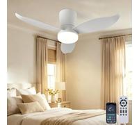 LEONTYNE 37" Ceiling Fan with Light, APP & Remote, Dimmable LED 3000K-6500K