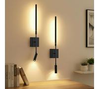 LEONTYNE Battery Operated Wall Lights Set of 2 - Wireless LED with Remote, 10000mAh Rechargeable, Dimmable 3 Colors, 360° Rotatable for Bedroom Hallway Living Room