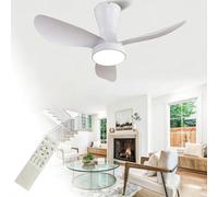 LEONTYNE Ceiling Fan with Light and Remote Control, 22W 2200LM Dimmable LED Light 3CCT, 6-Speed Quiet Reversible DC Motor, Timing Function, Low Profile Fan Light for Bedroom Kitchen Living Room