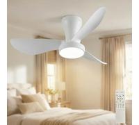 LEONTYNE Ceiling Fan with Light Remote, 22W 2200LM Dimmable LED 3000K-6500K, 6 Speed Quiet Reversible DC Motor, Timer Memory, Low Profile Fan Light for UK Small Bedroom Kitchen Living Room,31 Inch
