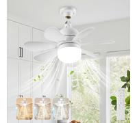 LEONTYNE Ceiling Fans with Lights and Remote,E27 Screw in Ceiling Fan Lamps,Quiet 4 Speeds with 7 Blade,Dimmable 40 CM Modern LED Bulb Fan Light for Bedroom Kitchen Garage Small Space