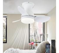 LEONTYNE Ceiling Fans with Lights and Remote,Metal LED Ceiling Fan,App Dimmable 3 Color, 6-Speed Quiet Reversible DC Motor,58 cm Flush Mount Ceiling Fan with Light for Bedroom Kitchen Small Spaces