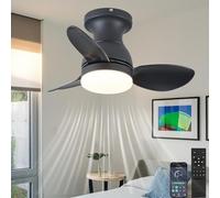 LEONTYNE Ceiling Fans with Lights and Remote, Metal LED Ceiling Fan, Dimmable 3 Color, 6-Speed Quiet Reversible DC Motor,58cm Flush Mount Ceiling Fan with Light for Bedroom Kitchen Small Spaces