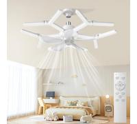 LEONTYNE E27 Ceiling Fan with Light and Remote, 68cm Integrated Dimmable LED Ceiling Fan Lamp, 3 Colour Temperatures, Modern Fan Light for Bedroom Living Room