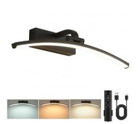 LEONTYNE Rechargeable Picture Light for Wall, 5000mAh Battery Operated Wireless with Remote | Modern Arc-Shaped, 6-Point Magnetic Mount | Dimmable 3-Colour for Paintings, Gallery, Dartboard