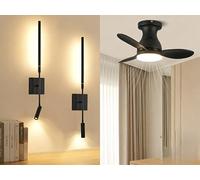 LEONTYNE Rechargeable Wall Lights 2 Pack & Quiet Ceiling Fan with Light Bundle - Wireless Lighting & Air Comfort for Bedroom, Kitchen & Small Spaces