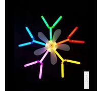 LEONTYNE Smart RGB Ceiling Fan with Light and Remote, 68cm Low Profile Flush Mount Fan Light, 5 Colours & 3 Modes, Ultra-Quiet 35dB, E27 Screw in Fan Lamp for Bedroom Game Room Living Room
