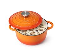 Leonyo 2-Quart Small Enameled Cast Iron Dutch Oven Pot with Lid, Orange