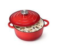 Leonyo 2-Quart Small Enameled Cast Iron Dutch Oven Pot with Lid, Red