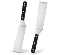 Leonyo 2Pcs Long Narrow Metal Spatula Set, Stainless Steel Turner Flipper for Flat Top Cast Iron BBQ Grilling Hibachi Cooking Baking, Dishwasher Safe
