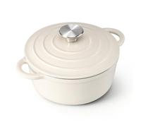 Leonyo 2Quart Small Enameled Cast Iron Dutch Oven with Lid,Light Sandalwood