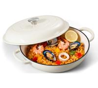 Leonyo 3.6QT Cast Iron Braiser Dutch Oven with Lid, Cream White