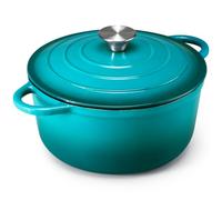 Leonyo 4-Quart Enameled Cast Iron Dutch Oven Pot with Lid, Lake Green