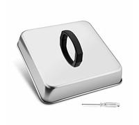 Leonyo 9.3 Inch Square Cheese Melting Dome, Heavy Duty Square Steaming Basting Cover Lid, Stainless Steel Griddle Grill Dome for Outdoor & Indoor Flat Top BBQ Grilling Kitchen Cooking Buffet Keep Warm