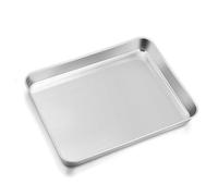 Leonyo 9x7IN Stainless Steel Baking Sheets Set, Stainless Steel Small Sheet Pan for Baking Cookie, Commercial Grade Metal Toaster Oven Tray for Oven, Non Toxic & Dishwasher Safe