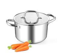 Leonyo Small Stock Pot, 4 Quart StockPot with Visible Lid for Soup Pasta Vegetable, 18/10 Stainless Steel Cooking Pasta Soup Pot for Induction Ceramic Gas Stoves, Tri-Ply Bottom & Dishwasher Safe