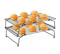Leonyo Stainless Steel Cooling Racks for Baking, 2 Tier Stackable Wire Rack for Cooking, Roasting, Grilling, Oven and Dishwasher Safe, Cool Batches of Cookie, Pizza, Cake, 10.2" x 15"
