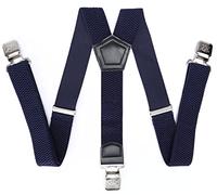Leoodo Braces Men Women Wide Y-Shape for Work Trousers, Ski Trousers, Motorcycle Trousers, Fun with 3 Strong Clips and Various Designs, HT Colour: Navy