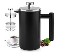 LEOP Small Cafetiere French Press Coffee Maker, 350ml /12oz Stainless Steel Double Wall Heat Resistant Coffee Pot of 1 Cup Coffee Maker