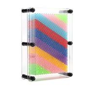 Leopacat 3D Pin Art Board, 3D Hand Print Board Novel Pin Art Toy 3D Sculpture Colourful Rainbow Picture Impressions Gadget Frame Classic Childrens Toy for Kids Adult Family (Transparent Middle)