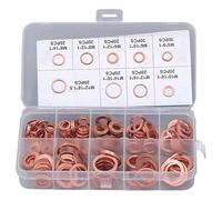 Leopacat Copper Washers Assorted, Metric M5-M14 Crush Flat Washers Kit,9 Sizes Oil Sealing Ring Assortment Set With Storage Box for Automotive Motorcycles Track Appliances Bearings 200Pcs