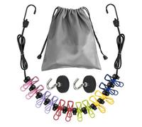 Leopacat Magnetic Clothesline for Cruise Ship, 12-Clip Rubber Coated Strong Magnet Drying Rope, Cruise Approved Portable Laundry Line for Stateroom RV Camping and Travel Essentials