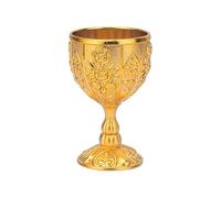 Leopacat Vintage Chalice Goblet,30ML Gold Wine Glasses Golden Goblet Metal Embossed Wine Cup Royal Chalice Liqueur Cup Shot Glass for Home Bar Parties Weddings 2Pcs 4.2x6.8cm (Pumpkin Gold)
