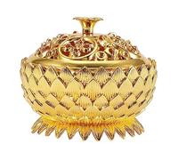 Leopacat Vintage Lotus Incense Burner Holder, Mini Incense Cone Holder Bowl Metal Sage Holder Burner Aroma Diffuser Metal Lotus Flower Designfor Office Home Feng Shui Decoration Meditation (Gold)