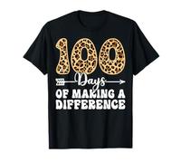 Leopard 100 Days of Making A Difference 100th Day of School T-Shirt