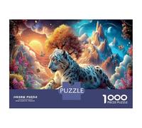 Leopard 1000Pieces JigsawPuzzlesSnow Leopard in Mountain Forest KidsforAdult Colourful Brainteasing Age12+byth HomeDecoration Uncover The Puzzle 38x26cm/1000pcs