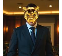 (Leopard) 1pc Golden Mask, Fashionable and Durable PVC Material, Comfortable and Breathable Design