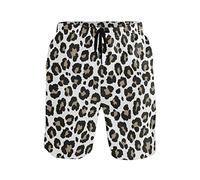 Leopard 2 Mens Swim Trunks Leopard Cheetah Print Animal Skin Beach Board Shorts Quick Dry Swim Shorts with Pockets
