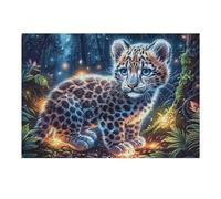 Leopard 300 Piece Jigsaw Puzzle for Adults Teens Radiant Whimsical Menagerie Entryway Decor Welcome Art Colourful Design Great Gift for Newlyweds 300 PCS