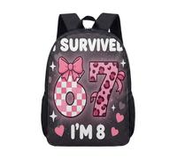 Leopard 6 & 7 Retro Cartoon 17 Inch Backpack for Girls Kids Teens, Y2K Style School Rucksack (67)