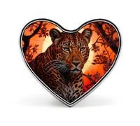 Leopard Across A Tree Sunset Funny Lapel Pins Heart Button Brooch Badge Pin Hat Clothes Bag Jewelry for Men Women