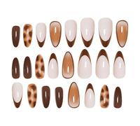 Leopard Almond Nails - Short Press on False Nail Tips, Thin Comfortable Artificial Naile Set, Reusable Fashion Manicure Decoration | Chic Nail Enhancement Choice for Women Girls Events Dates