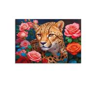 Leopard Among Roses,1000 piece jigsaw puzzle for kids and teenagers, entertainment toys, intellectual challenge puzzle,50x70cm