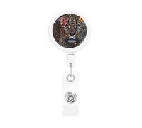Leopard and Butterfly Badge Reel Retractable Name Badge Holders Funny Nurse Badge Clip with Keychain Lightweight Plastic ID Card Holders for Men Women Gifts