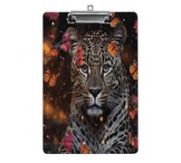 Leopard and Butterfly Clipboard Sturdy Low Profile Clip Clipboards Hanging Hole with Hanging Clipboard Acrylic Clip Board Holds 100 Sheets12.5x8.5In