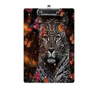 Leopard and Butterfly Clipboard Sturdy Low Profile Clip Clipboards Hanging Hole with Hanging Clipboard Acrylic Clip Board Holds 100 Sheets12.5x8.5In