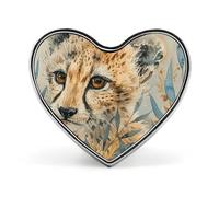 Leopard And Flower Lapel Pin, 1 Inch Metal Heart Brooch Pins - Lightweight, Smooth Edges, Versatile Love Badge Brooch for Shirts, Jackets, Bag & Gifts for Friends, Family