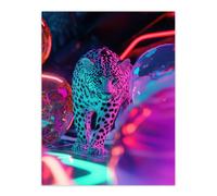 Leopard and Neon Pink Blue Colour Party Balloons Wall Art Print Artery8 Pink W24 inch x H32 inch